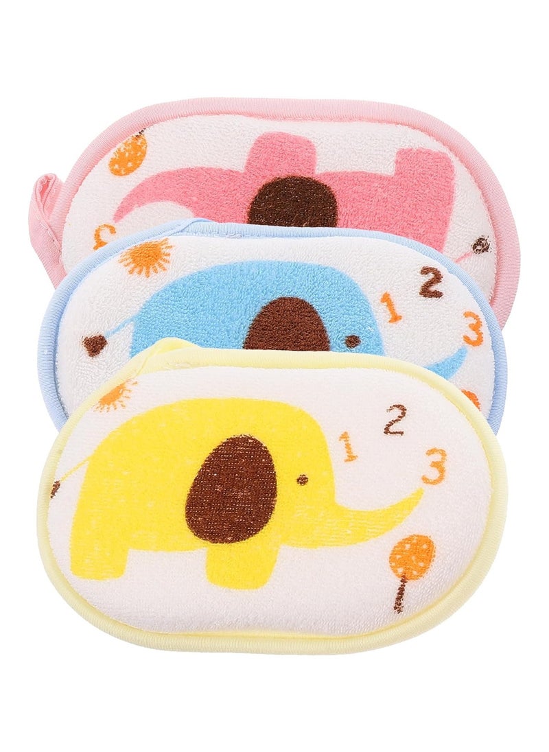 3Pcs Absorbent Exfoliating Shower Sponge Cotton Body Scrubber Towel