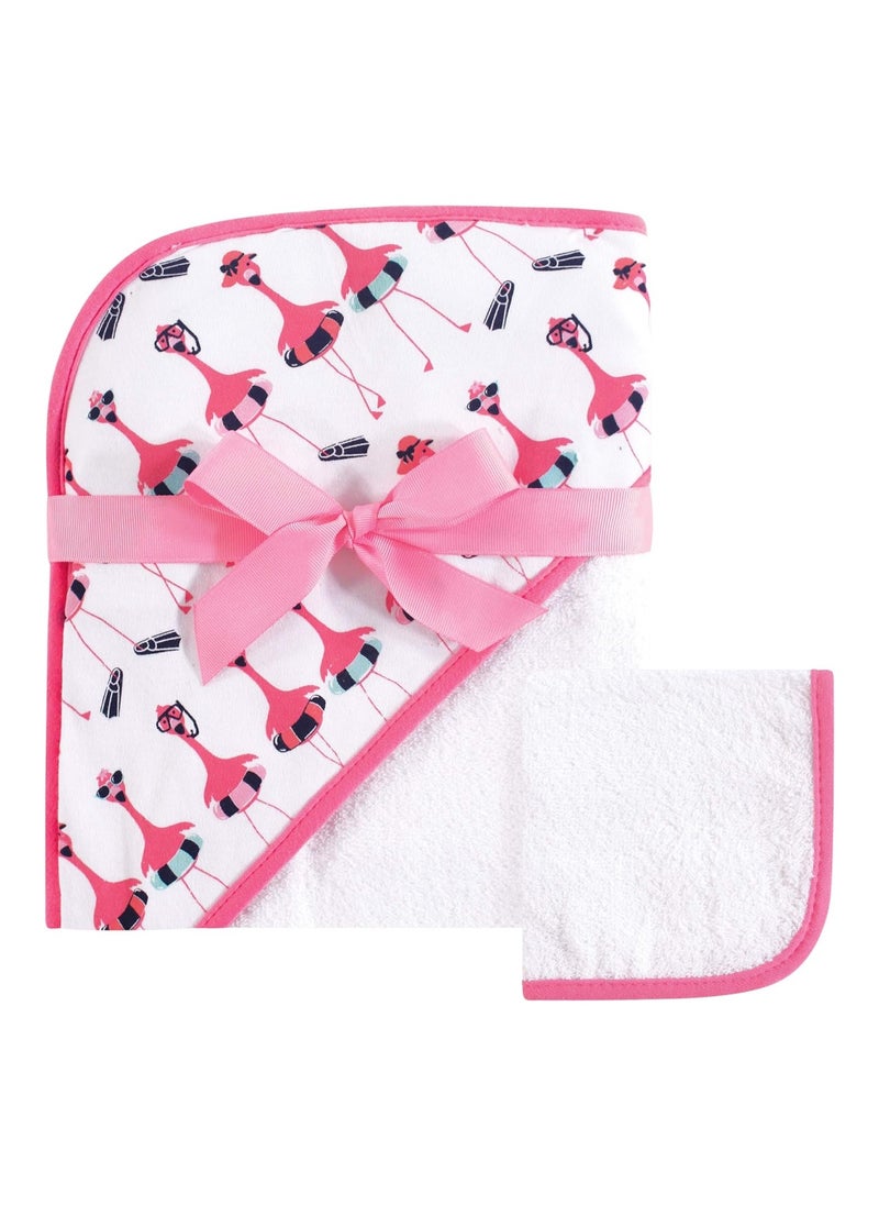 Baby Cotton Hooded Towel And Washcloth, Size 1