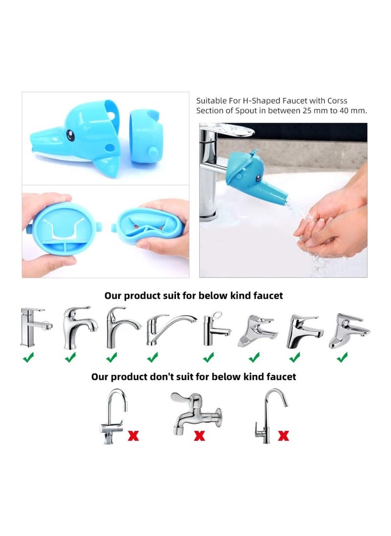 Cartoon Faucet Extender Sink Handle Extender Set Of 3, Yellow Duck, Pink Elephant, Blue Dolphin