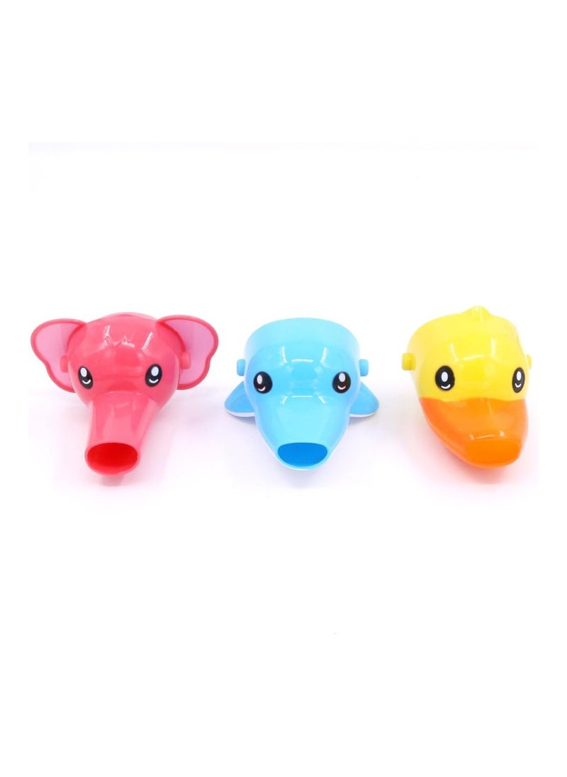 Cartoon Faucet Extender Sink Handle Extender Set Of 3, Yellow Duck, Pink Elephant, Blue Dolphin