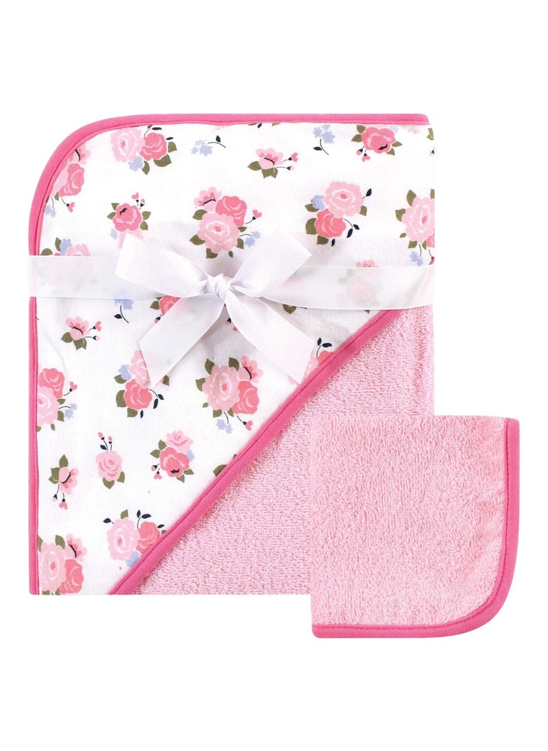 Unisex Baby Cotton Hooded Towel And Washcloth Floral One Size