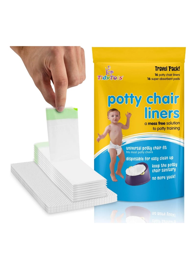 Disposable Potty Chair Liners, 16 Liners And 16 Super-absorbent Pads