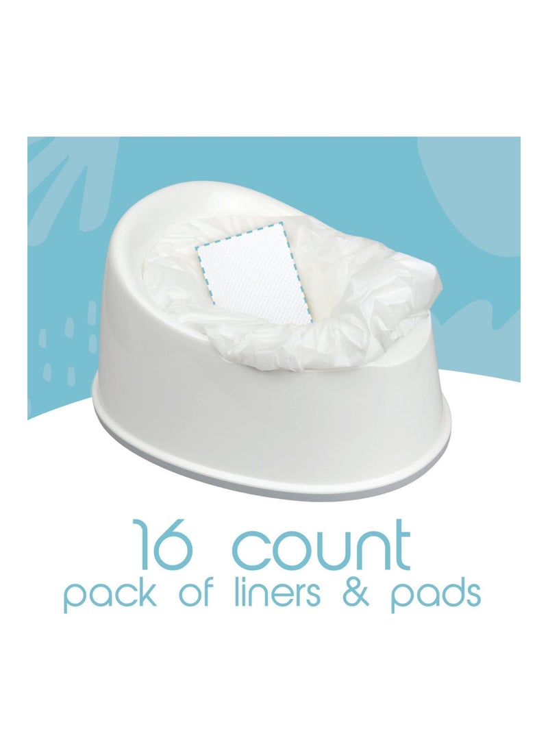 Disposable Potty Chair Liners, 16 Liners And 16 Super-absorbent Pads