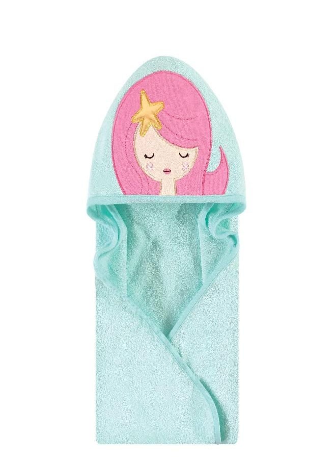 Hudson Baby Unisex Baby Cotton Animal Face Hooded Towel, Mermaid, One Size