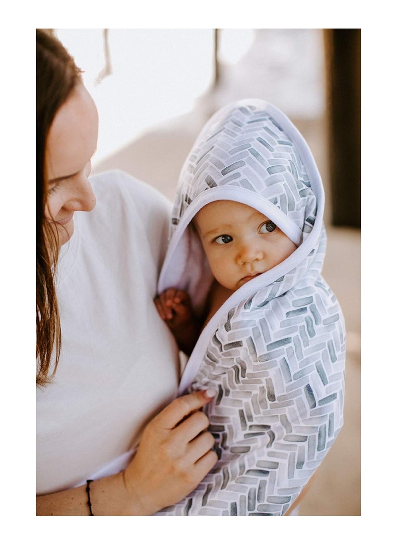 Knit Hooded Bath Towel With Terry Cloth