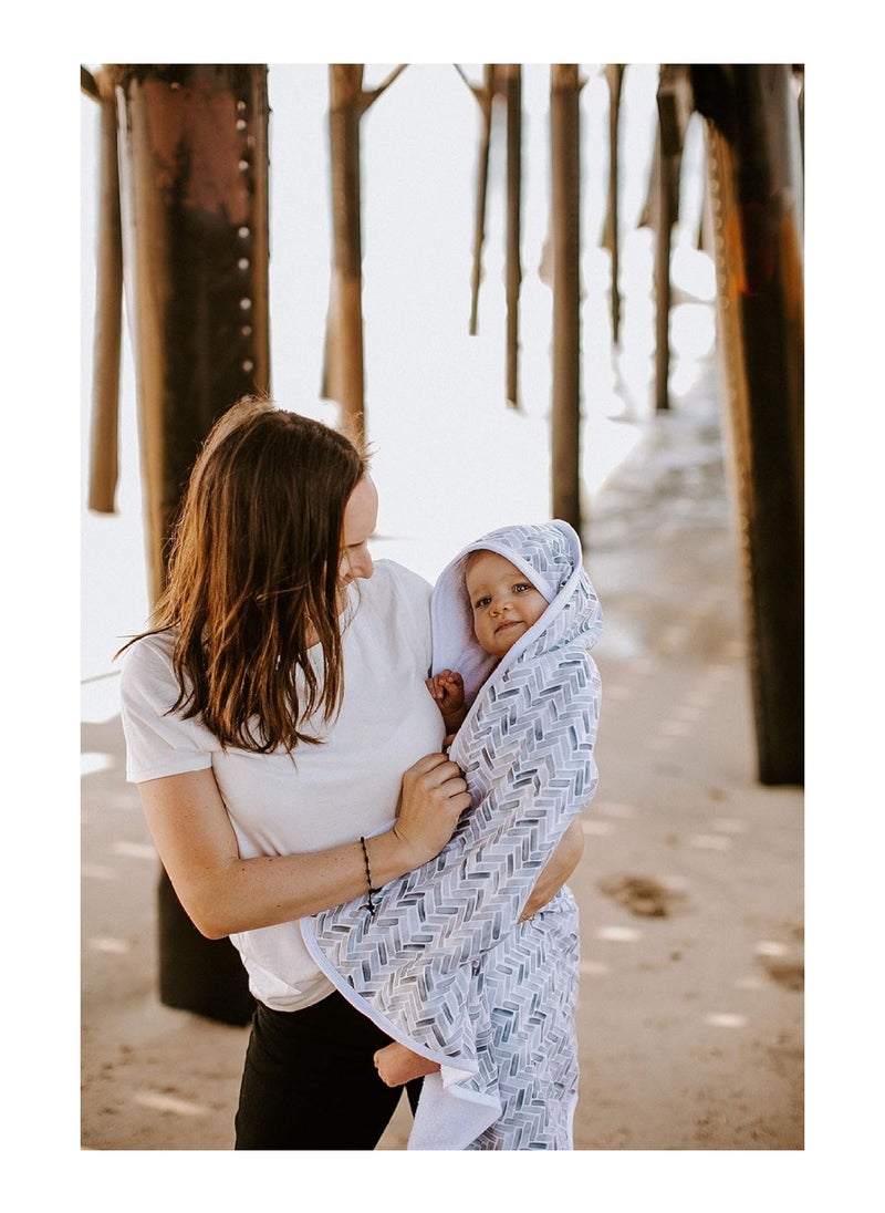 Knit Hooded Bath Towel With Terry Cloth