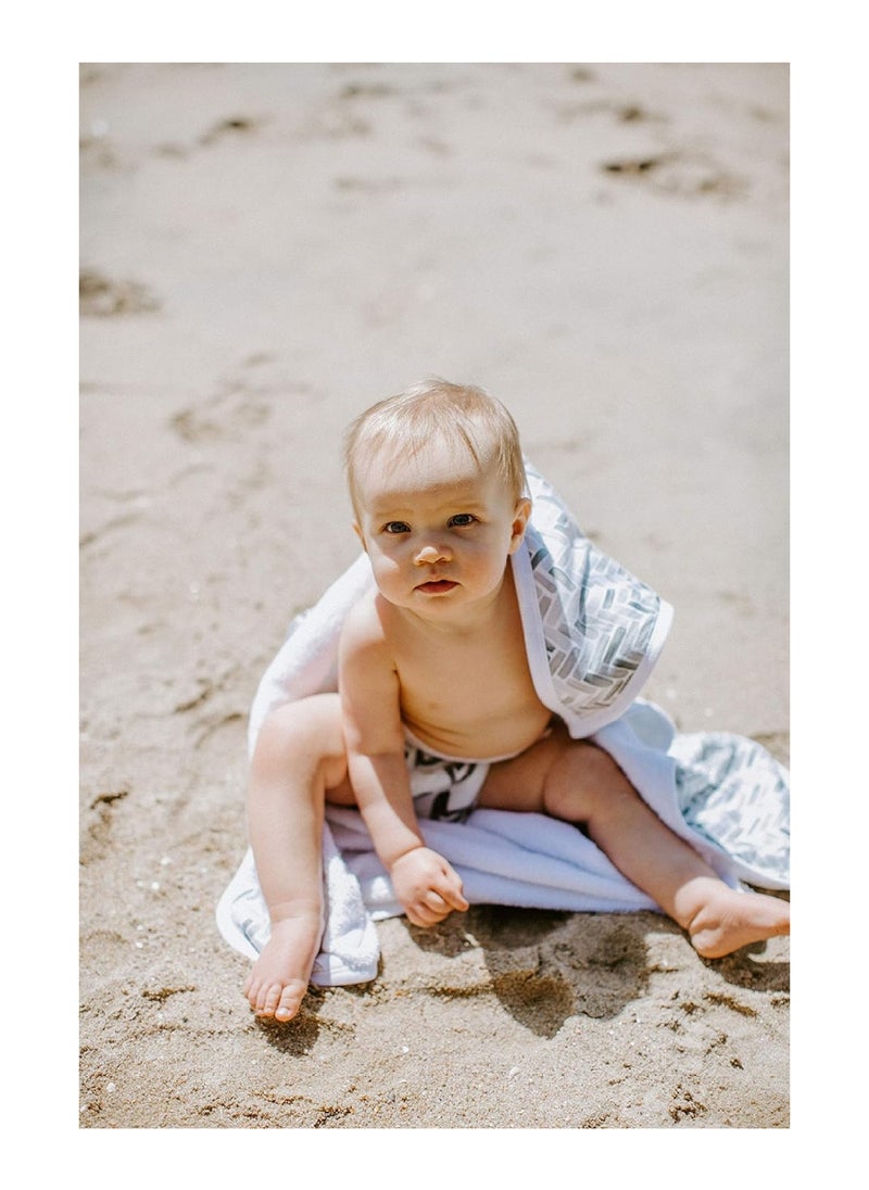 Knit Hooded Bath Towel With Terry Cloth