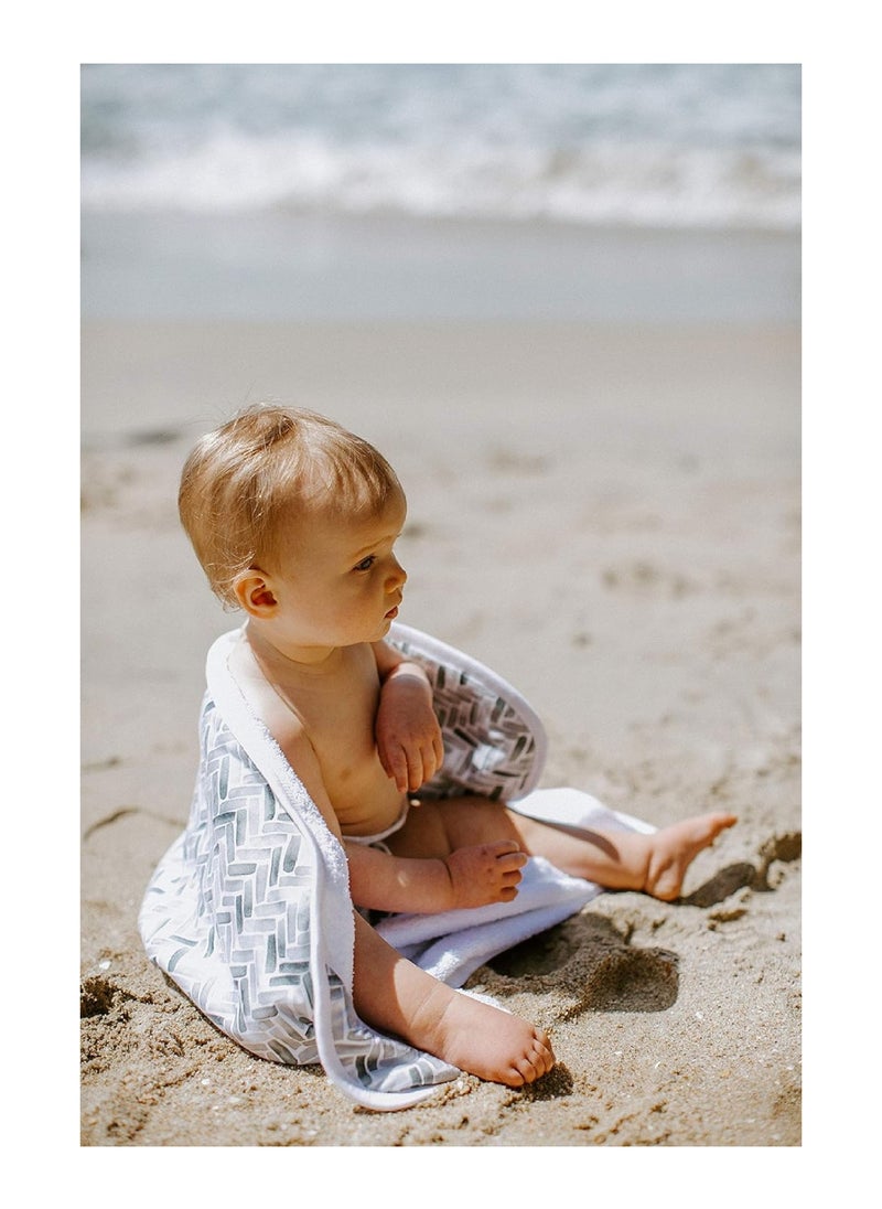 Knit Hooded Bath Towel With Terry Cloth