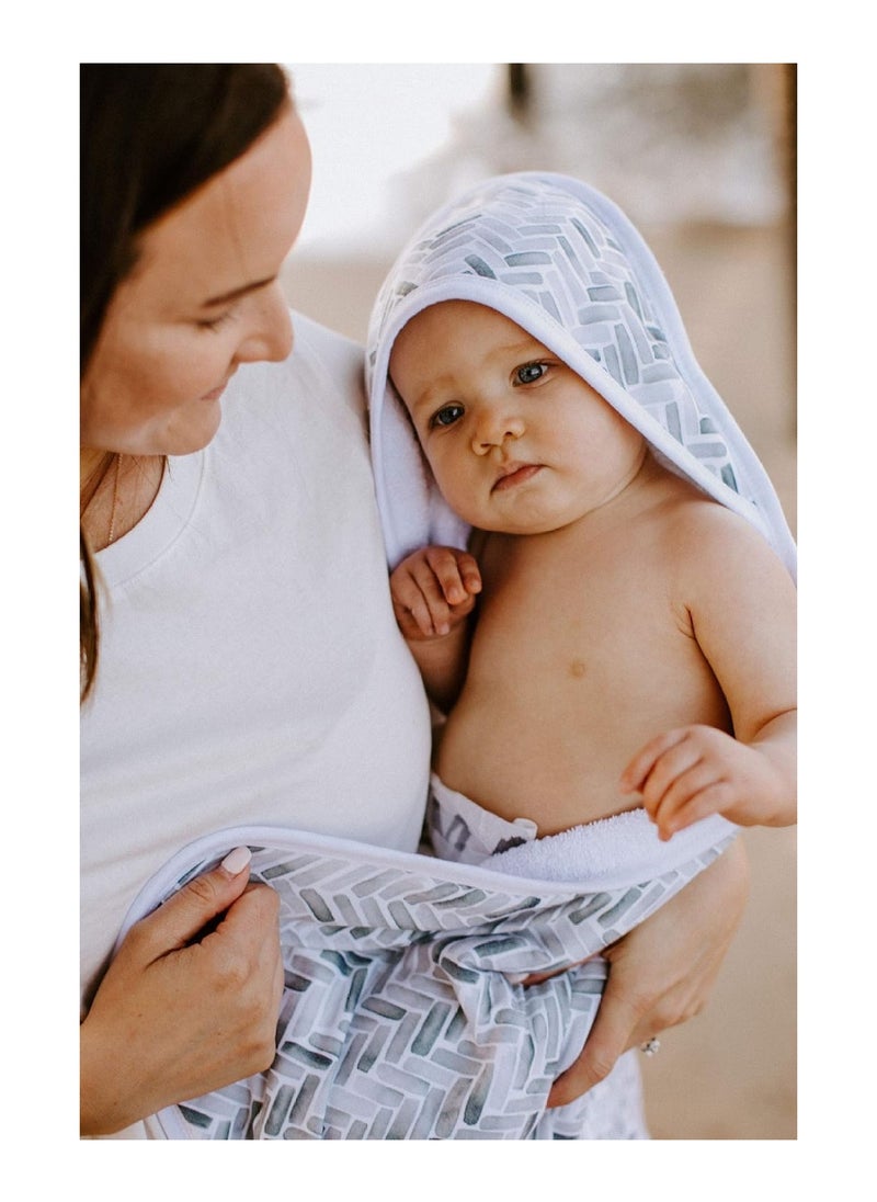 Knit Hooded Bath Towel With Terry Cloth