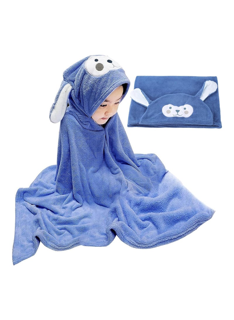 Hooded Towel For Kids, 28 X 55 Inches, Large Size, Navy Blue