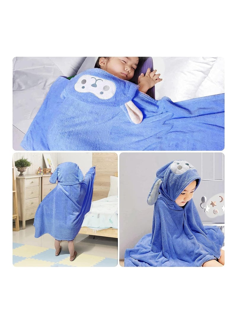 Hooded Towel For Kids, 28 X 55 Inches, Large Size, Navy Blue