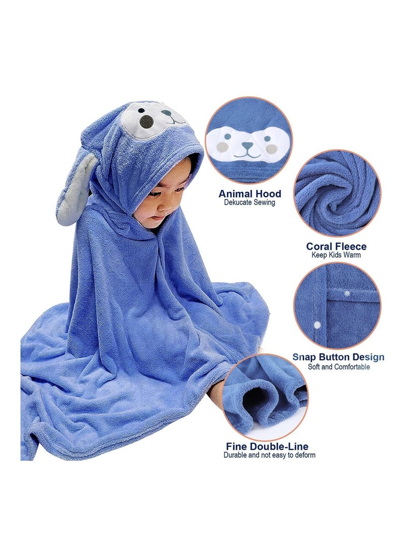 Hooded Towel For Kids, 28 X 55 Inches, Large Size, Navy Blue