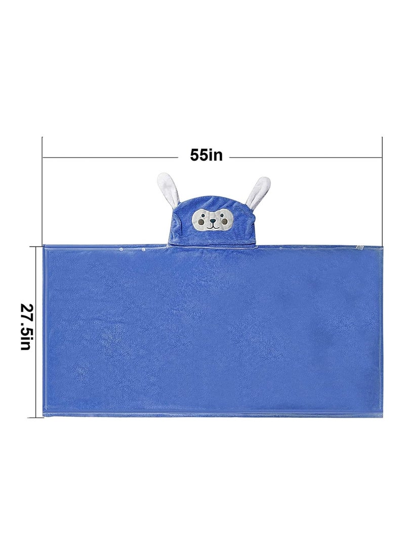 Hooded Towel For Kids, 28 X 55 Inches, Large Size, Navy Blue