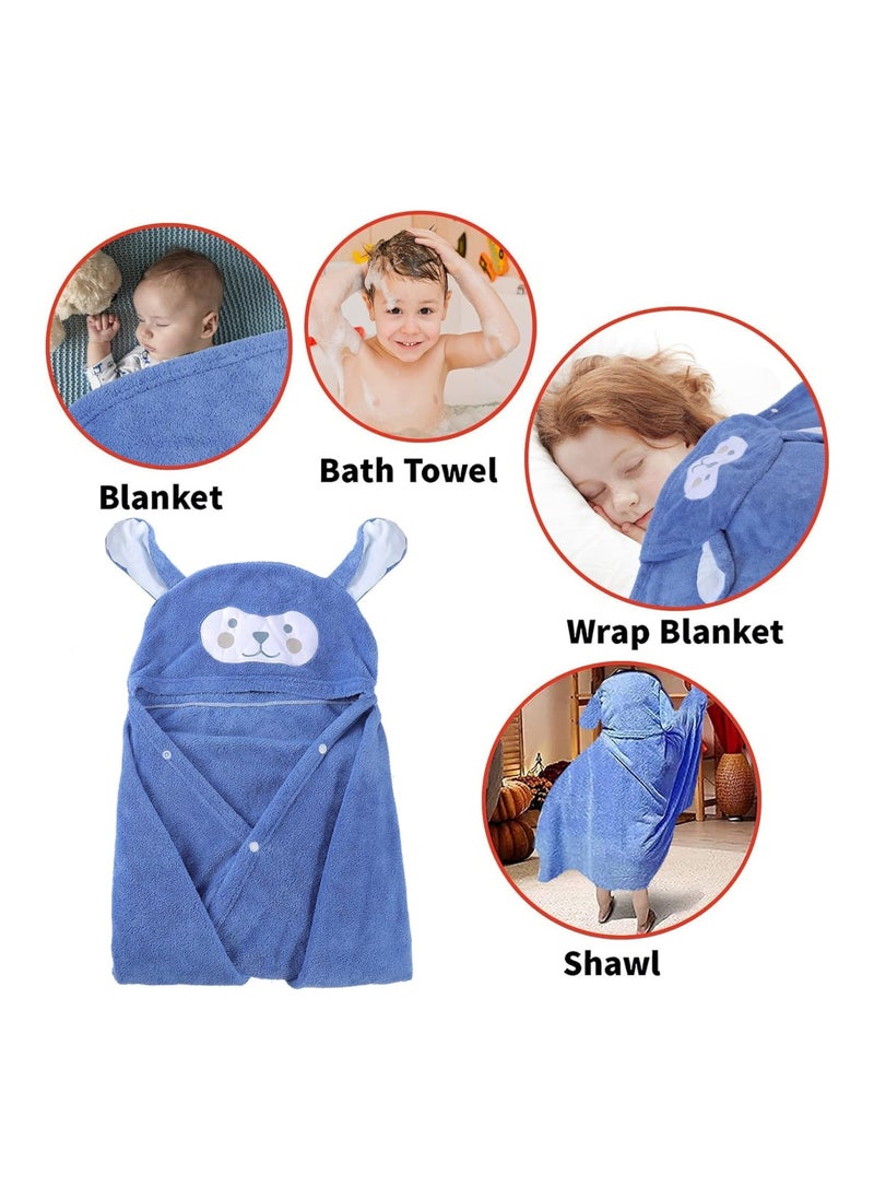 Hooded Towel For Kids, 28 X 55 Inches, Large Size, Navy Blue