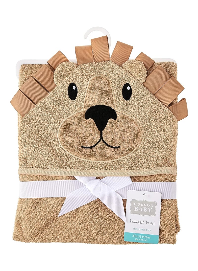 Unisex Baby Cotton Animal Face Hooded Towel Lion One Size