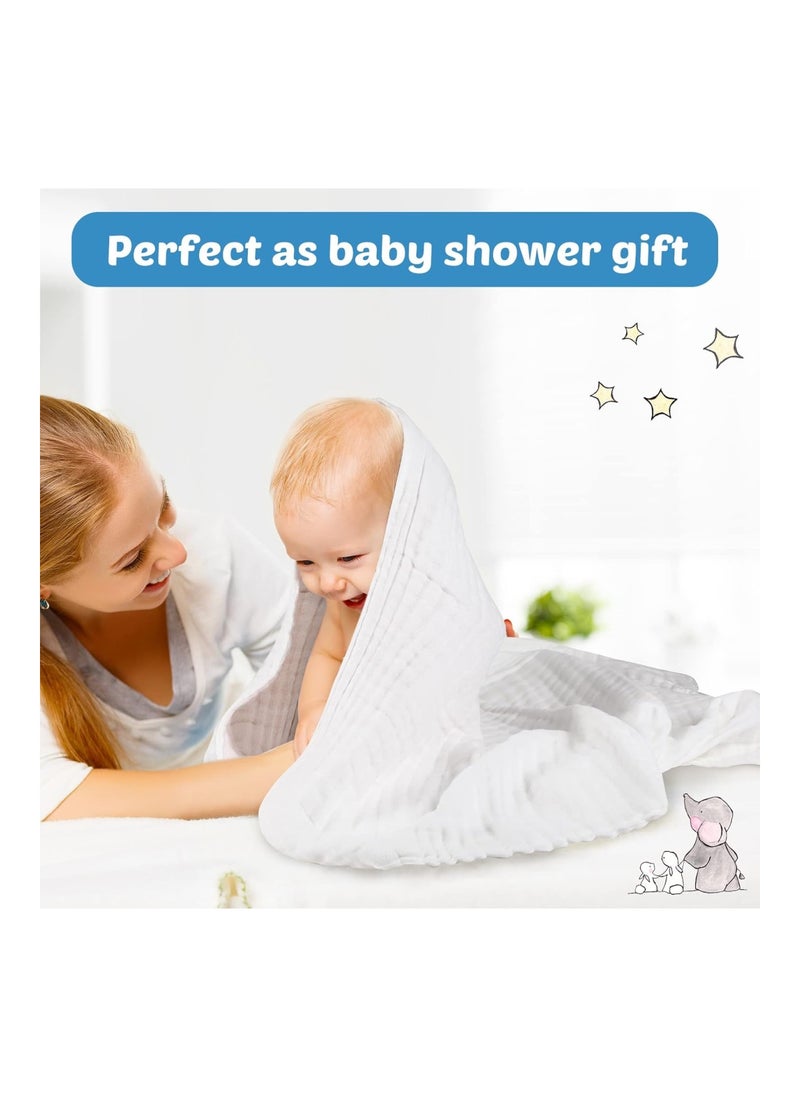 6 Pack Baby Muslin Bath Towels Cotton Soft Infant Towels Large Swaddle Receiving Blankets 6 Layers 43.3 X 43.3 Inch For Newborn Toddlers Boys Girls