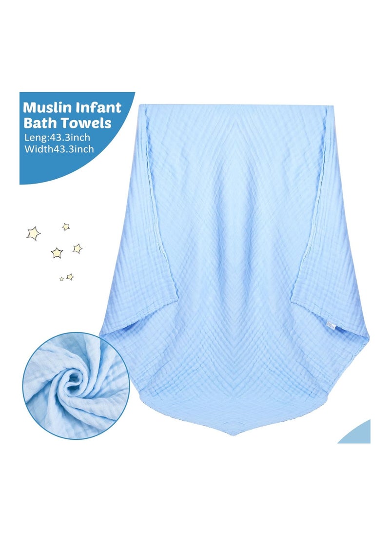 6 Pack Baby Muslin Bath Towels Cotton Soft Infant Towels Large Swaddle Receiving Blankets 6 Layers 43.3 X 43.3 Inch For Newborn Toddlers Boys Girls