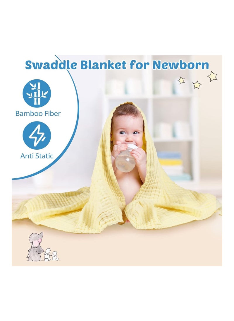 6 Pack Baby Muslin Bath Towels Cotton Soft Infant Towels Large Swaddle Receiving Blankets 6 Layers 43.3 X 43.3 Inch For Newborn Toddlers Boys Girls