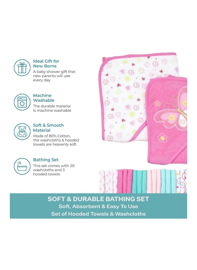 Pack Of 23 Bath Hooded Towels And Washclothes Set For Babies