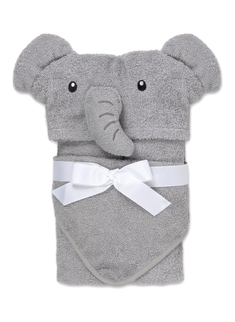 Baby Animal Hooded Towel And Washcloth Set 0-9 Months Cute Elephant Cub