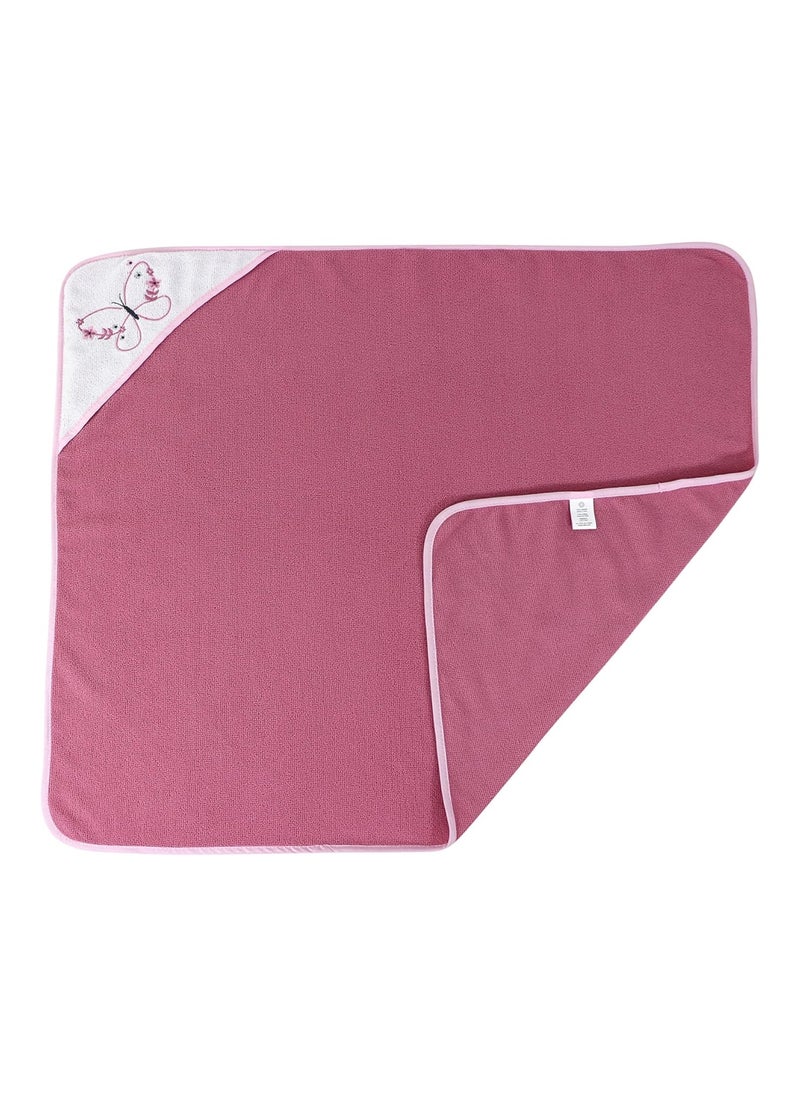 Buttons & Stitches Baby Girl 3 Pack Rolled/Carded Hooded Towels In Butterfly Polka Print