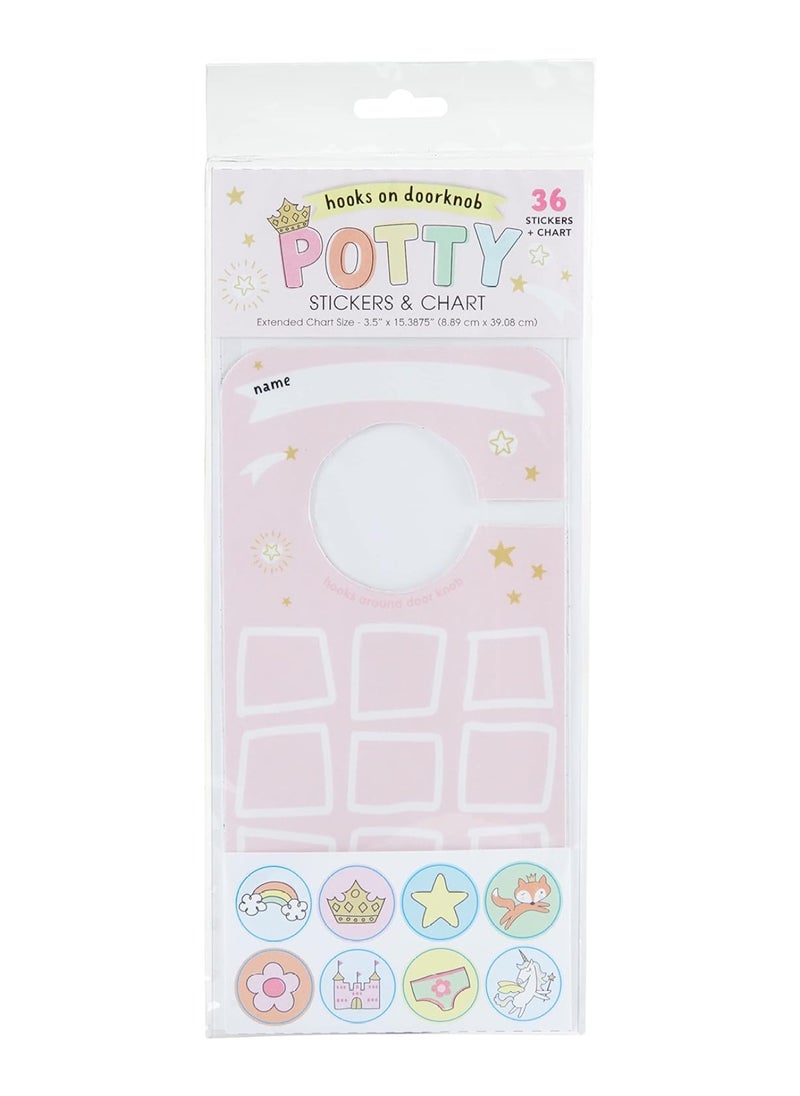 Btdk-24937 Super Princess Stickers And Hanging Door Knob Reward Chart Potty Training Tool For Girls, 3.5