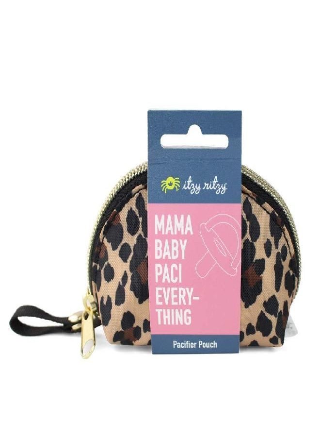 Itzy Ritzy Everything Storage Pouch; Comfortably Holds 2 Pacifiers; Snap Handle Attaches to Diaper Bag, Stroller or Purse; Pouch Can Also Hold Earbuds, Chargers, Change or Disposable Bags; Leopard