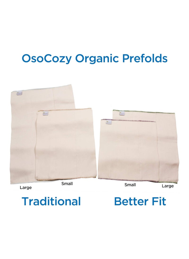 Organic Cotton Prefold Cloth Diapers, Small, 4 X 8 X 4 Inch, 7-15 lbs