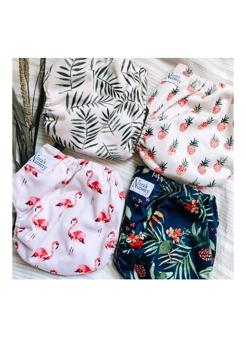 Pack Of 4 Pocket Diapers With 4 Bamboo Inserts
