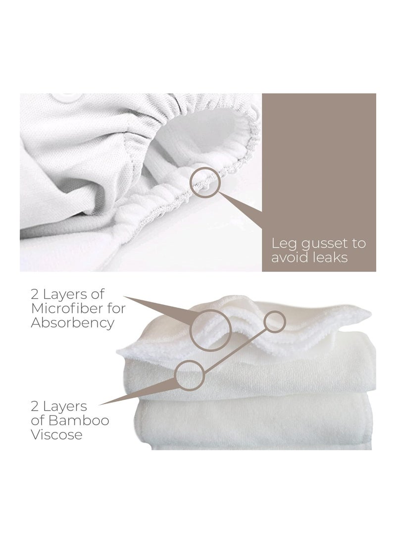 Pack Of 4 Pocket Diapers With 4 Bamboo Inserts