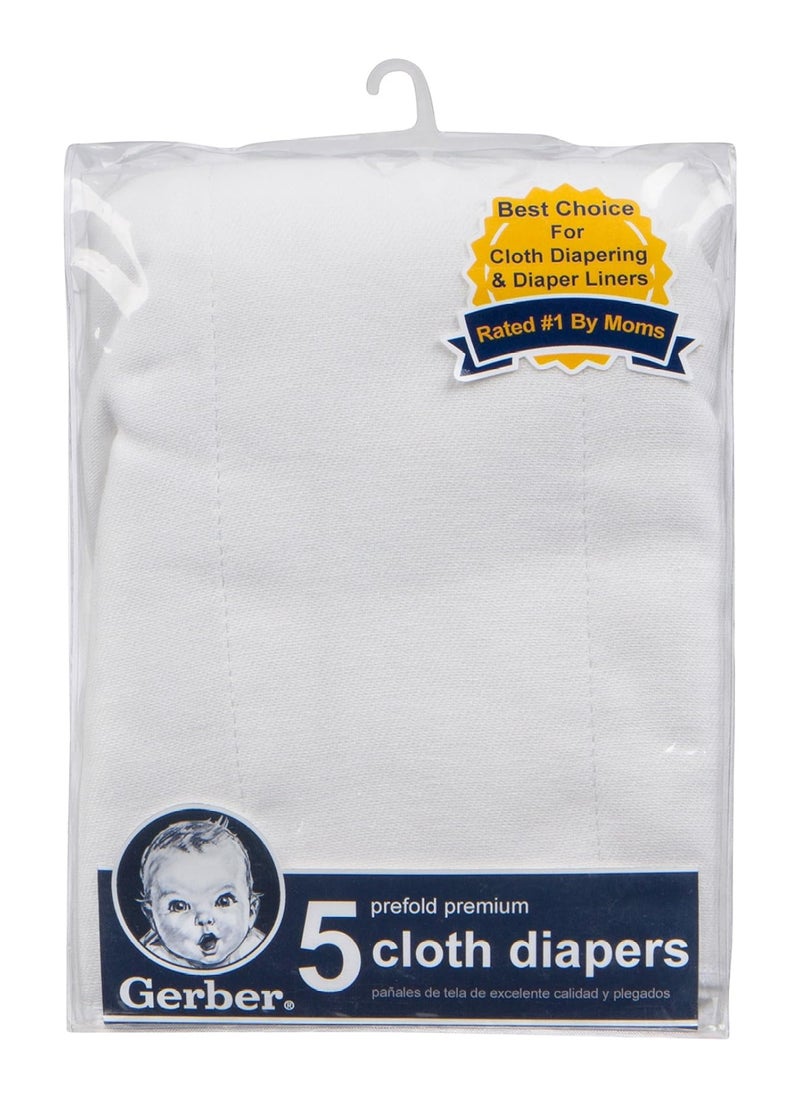 Unisex Baby Boys Girls Gauze Prefold Cloth Diapers Multipack White 5 Pack