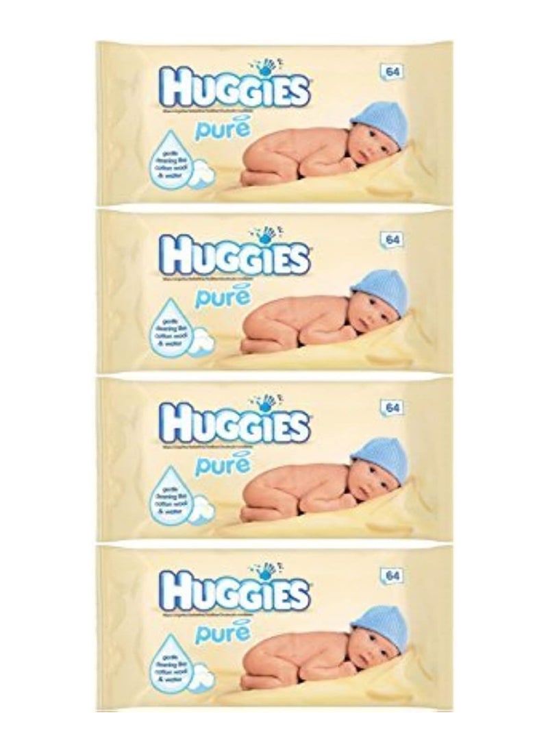 Pack Of 4 Pure Baby Wipes, 224 Wipes Total