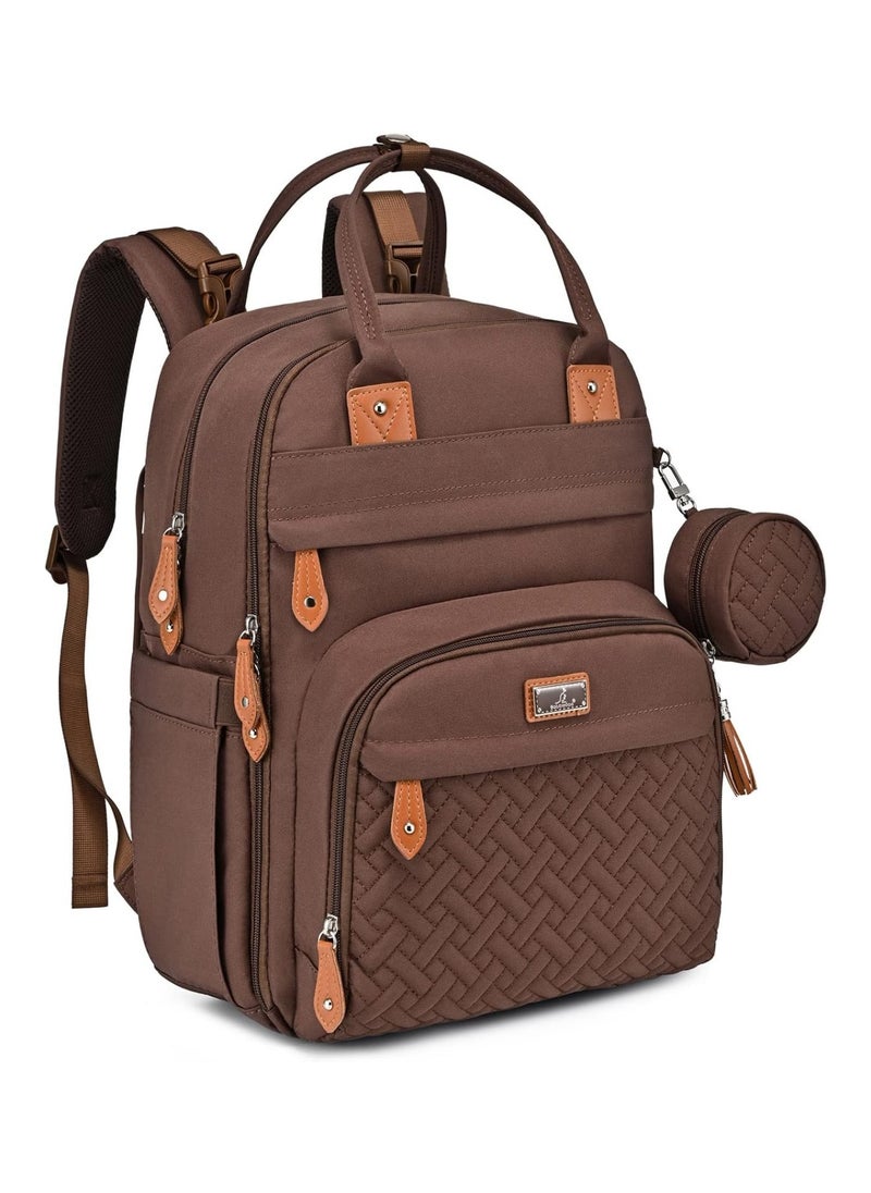 Diaper Bag Backpack, Baby Nappy Changing Bags Multifunction Waterproof Travel Back Pack With Changing Pad & Stroller Straps & Pacifier Case (Brown)