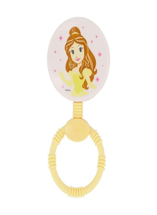 2 Pack Disney Princess Character Shape Rattle and Keyring Teether, Premium Toddler Birthday Toys, Infant Teething Toys, Great for Newborn Shower Gifts