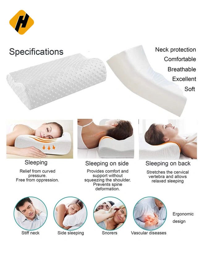 Memory Foam Pillow (large) Ergonomic Contour Pillow For Neck Support/Pain Relief