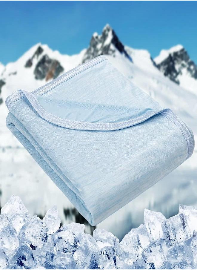 HOMFINE Cooling Blankets for Hot Sleepers - Summer Blanket Thin Lightweight Breathable Soft Double Side Enhanced Cooling Blanket for Bed Sofa, Keep Cool for Night Sweats (Light Blue, 108 x 90 inches)