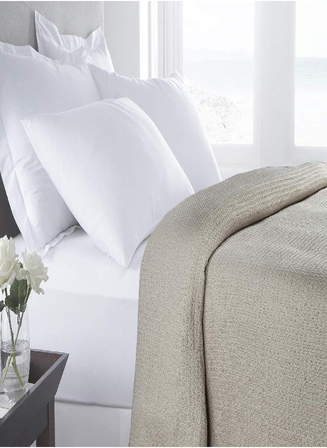 HILLFAIR 100% Combed Cotton Blanket- California King Size Bed Blankets- Warm Soft All Season Breathable Blankets- Extra Large Oversized California King Blanket-Cotton Blankets - California King Sand