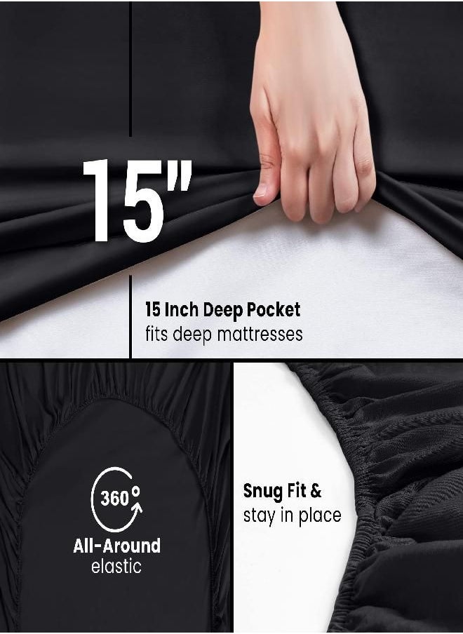 Utopia Bedding King Fitted Sheet - Bottom Sheet - Deep Pocket - Soft Microfiber -Shrinkage and Fade Resistant-Easy Care -1 Fitted Sheet Only (Black)