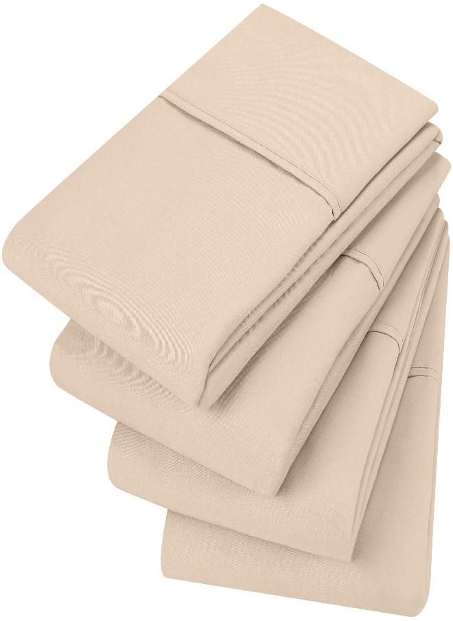 Utopia Bedding King Pillowcases - 4 Pack - Envelope Closure - Soft Brushed Microfiber Fabric - Shrinkage and Fade Resistant Pillow Covers 20 X 40 (King, Beige)