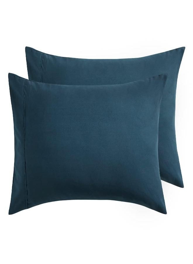 Bedsure Pillow Cases Standard Size Set of 2 - Navy Brushed Microfiber Pillowcases, Super Soft and Cozy Pillow Case Covers with Envelop Closure, 20x26 Inches