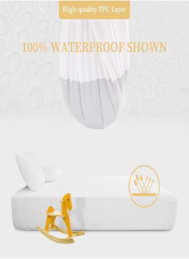 Safe and Sound Queen Mattress Protector, Premium 100% Waterproof Mattress Cover, Noiseless Breathable Soft, Fitted Deep Pocket 8-21 Inch Bed Cover, Vinyl Free