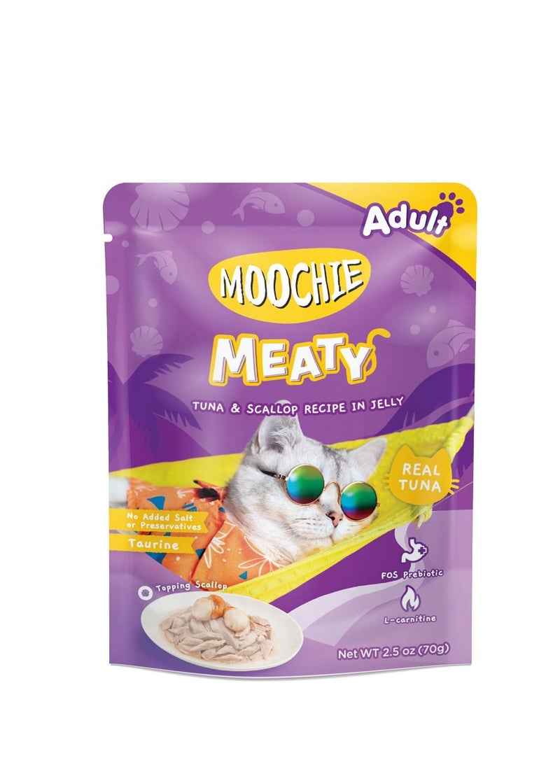 Moochie Cat Food  Tuna & Scallop Recipe in Jelly Pouch 12 x 70g