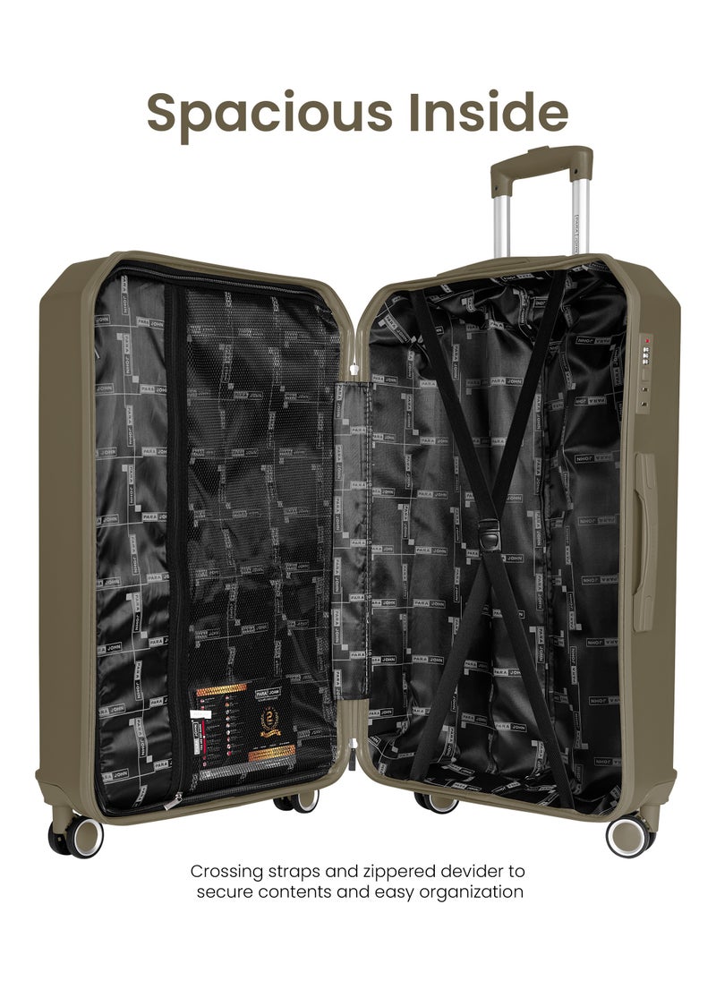 Crystaline ABS Luggage Trolley Set-3 Pcs-ARMY GREEN