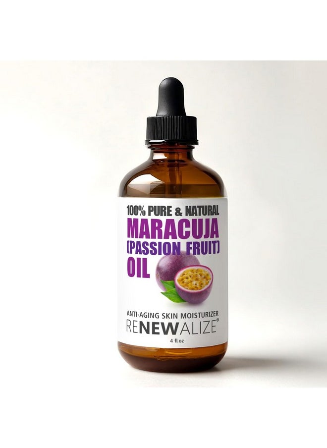 Maracuja (Passion Fruit) Seed Facial Oil Skin Moisturizer For Face | Cold Pressed And Unrefined | For All Skin Types | Large 4 Fl Oz Bottle