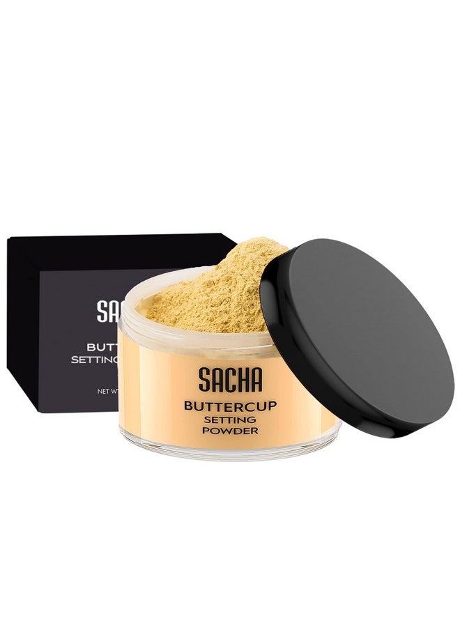 Sacha Buttercup Setting Powder Makeup 1.75 Oz. Translucent Setting Powder For Oily Skin Finishing Powder Loose Powder Makeup Blurring Powder Blurs Fine Lines And Pores For Medium To Dark Skin Tones