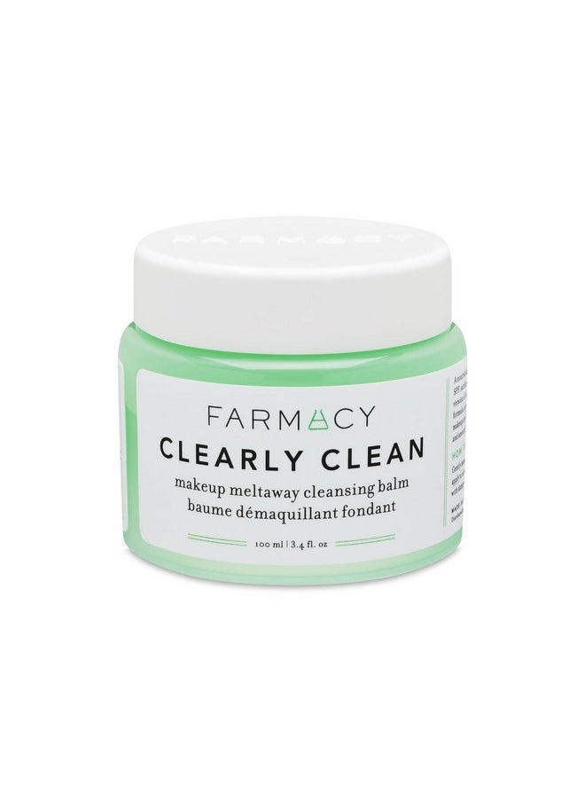 Makeup Remover Cleansing Balm - Clearly Clean Sensitive Skin Makeup Remover + Oil Based Cleanser - Gentle Exfoliating Double Cleanser - Melts From Balm To Milky Lather (100Ml)