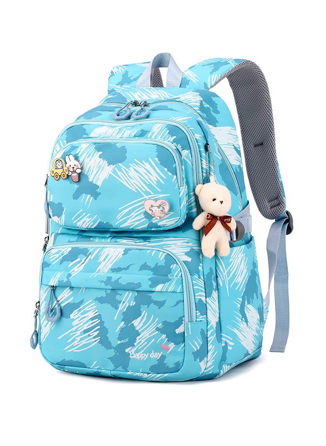 Kids Rolling Backpacks Trolley Backpack Fashion Printed School Bags with 6 Wheels Waterproof Large Capacity Kids' Luggage Bag for Girls Boys(Blue 5155)