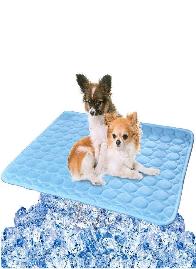 VeMee Cooling Mat Pad for Dogs Cats Ice Silk Mat Cooling Blanket Cushion for Kennel/Sofa/Bed/Floor/Car Seats Cooling (Dog Cooling mat-Blue)