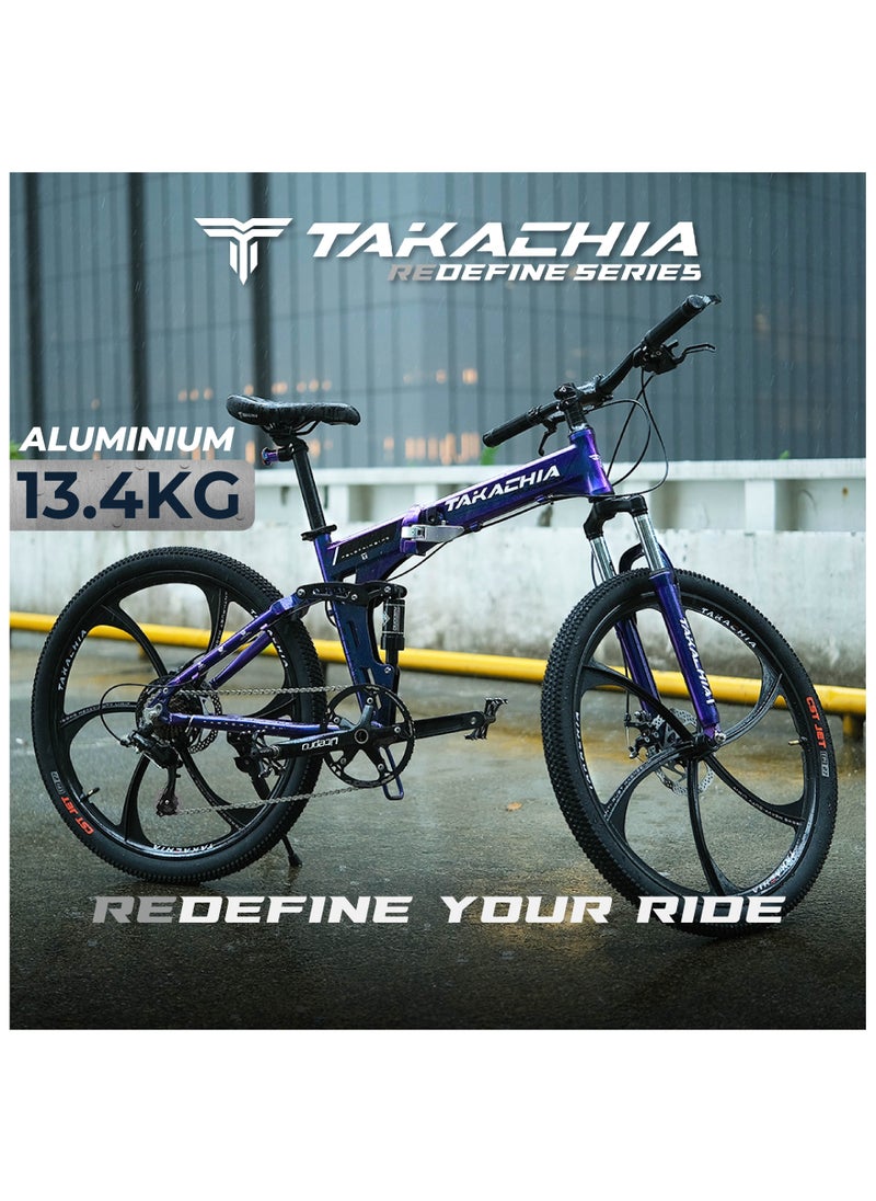 TAKACHIA Redefine Series 26 Inch Folding Mountain Bike [Liquid Plus Series] - Foldable Bicycle for Men & Ladies