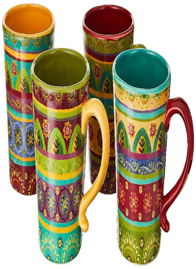 Certified International Tunisian Sunset Mugs (Set of 4), 18 oz, Multicolor,22452SET/4